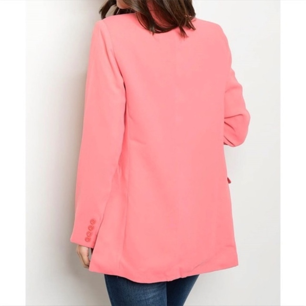 Coral Blazer with Front Button Opening - Picture 6 of 8